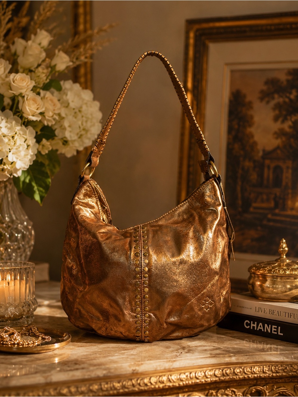 Patricia Nash Multi Metallic Bronze Shoulder Bag